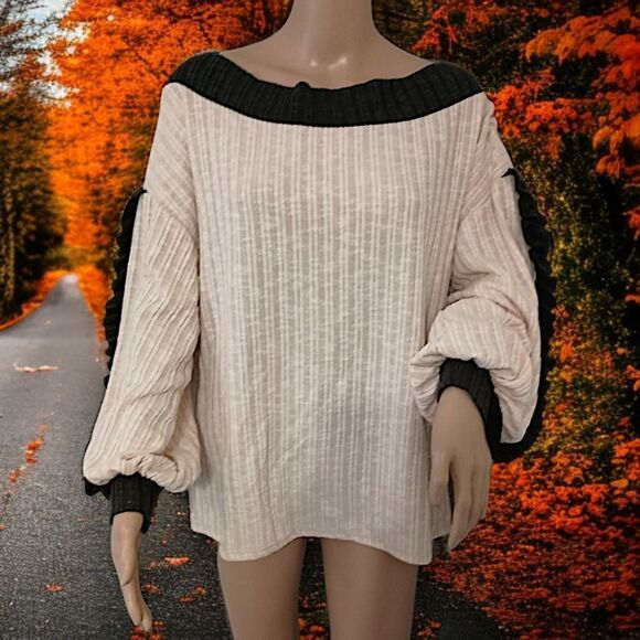 Blue Buttercup Oversized Chenille Top S Relaxed Coquette Romantic Balloon Sleeve - Picture 1 of 16